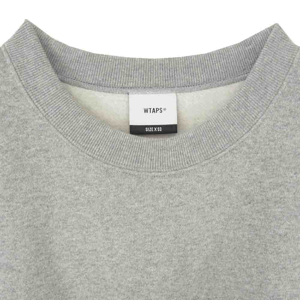 WTAPS ダブルタップス 252ATDT-CPM01S BRICK SWEATER COTTON GREY ブリック コットン セーター ロゴ プリント クルーネック スウェット グレー系 X03【極上美品】【中古】