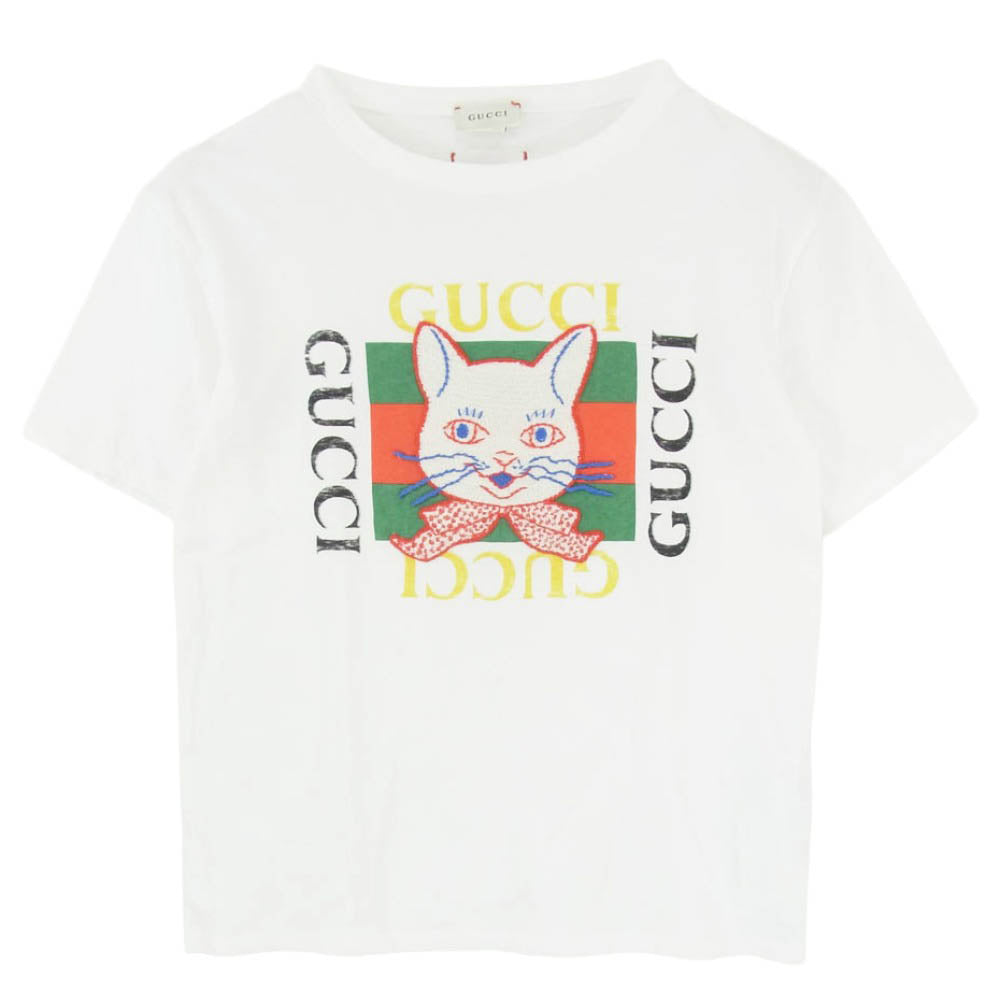GUCCI グッチ 580991 XJCE9 ヒグチユウコ 猫 プリント 刺繍 半袖 Tシャツ ホワイト系 12【中古】