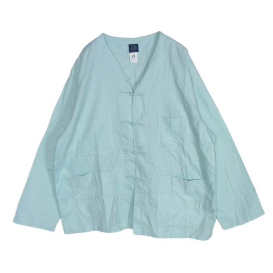 POST OVERALLS ポストオーバーオールズ SHIPS シップス 3109-COM-SHIPS Chinois DV SHIPS別注 シノワ チャイナ シャツ ジャケット ライトグリーン系 L【中古】