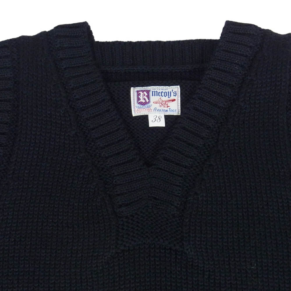 The REAL McCOY'S ザリアルマッコイズ MC16110 SWEATER SLEEVELESS ウール ニット セーター ベスト ブラック系 38【中古】
