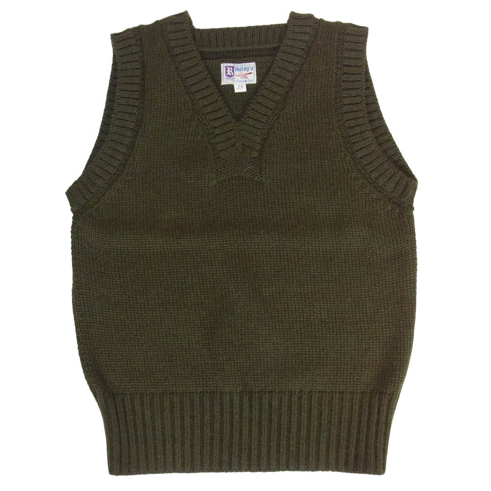 The REAL McCOY'S ザリアルマッコイズ MC16110 SWEATER SLEEVELESS ウール ニット セーター ベスト オリーブ カーキ系 38【中古】