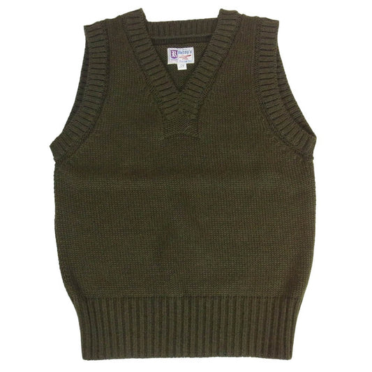 The REAL McCOY'S ザリアルマッコイズ MC16110 SWEATER SLEEVELESS ウール ニット セーター ベスト オリーブ カーキ系 38【中古】