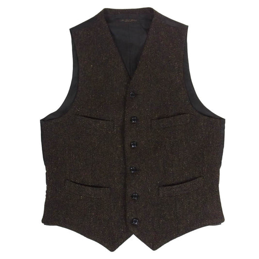 The REAL McCOY'S ザリアルマッコイズ MJ15122 TWEED VEST ウール ツイード ヘリンボーン ベスト ジレ ダークブラウン系 38【美品】【中古】