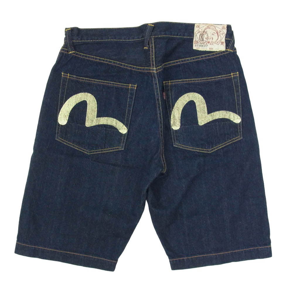 EVISU エヴィス 7001 セルビッチ STUDENT 勉強 カモメ デニム ハーフ パンツ ショーツ インディゴブルー系 34【中古】