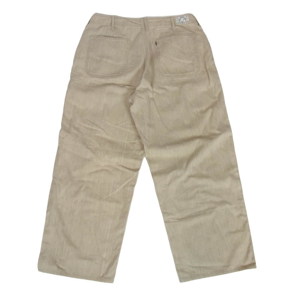 EVISU エヴィス ボタンフライ ワイド ストレート パンツ ベージュ系 34【中古】