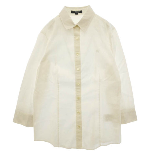 BURBERRY LONDON バーバリー ロンドン ワンポイント 刺繍 七分袖 シャツ ブラウス コットン 中国製 ホワイト系 38【中古】