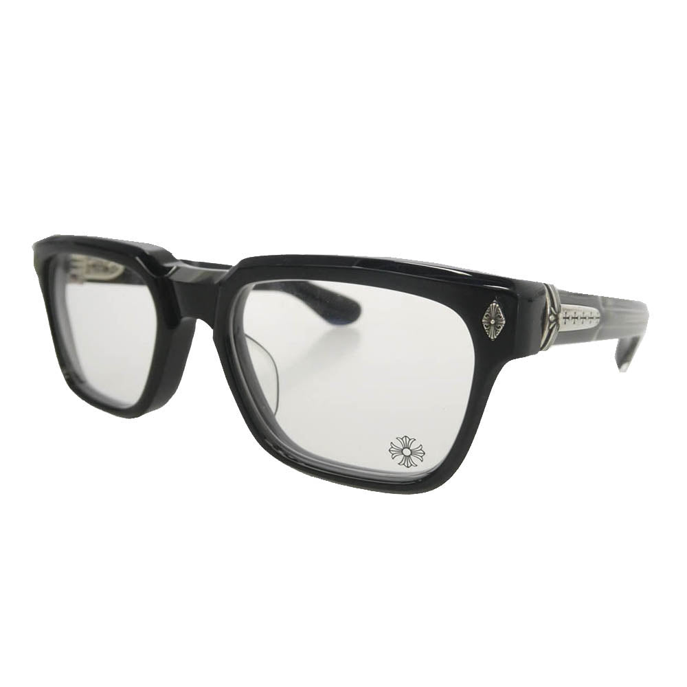 CHROME HEARTS クロムハーツ（原本無） PEN 15 CHクロステンプル ウェリントン 眼鏡 メガネ アイウェア ブラック系 53□20-149【美品】【中古】