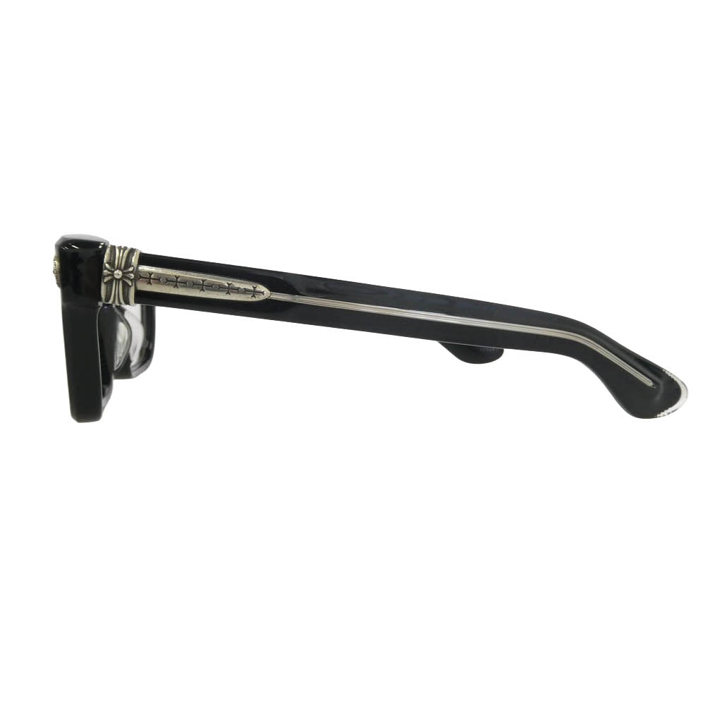 CHROME HEARTS クロムハーツ（原本無） PEN 15 CHクロステンプル ウェリントン 眼鏡 メガネ アイウェア ブラック系 53□20-149【美品】【中古】