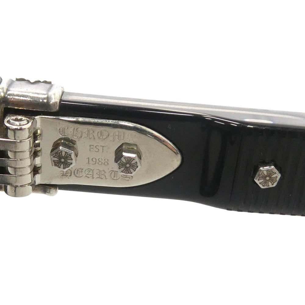 CHROME HEARTS クロムハーツ（原本無） PEN 15 CHクロステンプル ウェリントン 眼鏡 メガネ アイウェア ブラック系 53□20-149【美品】【中古】