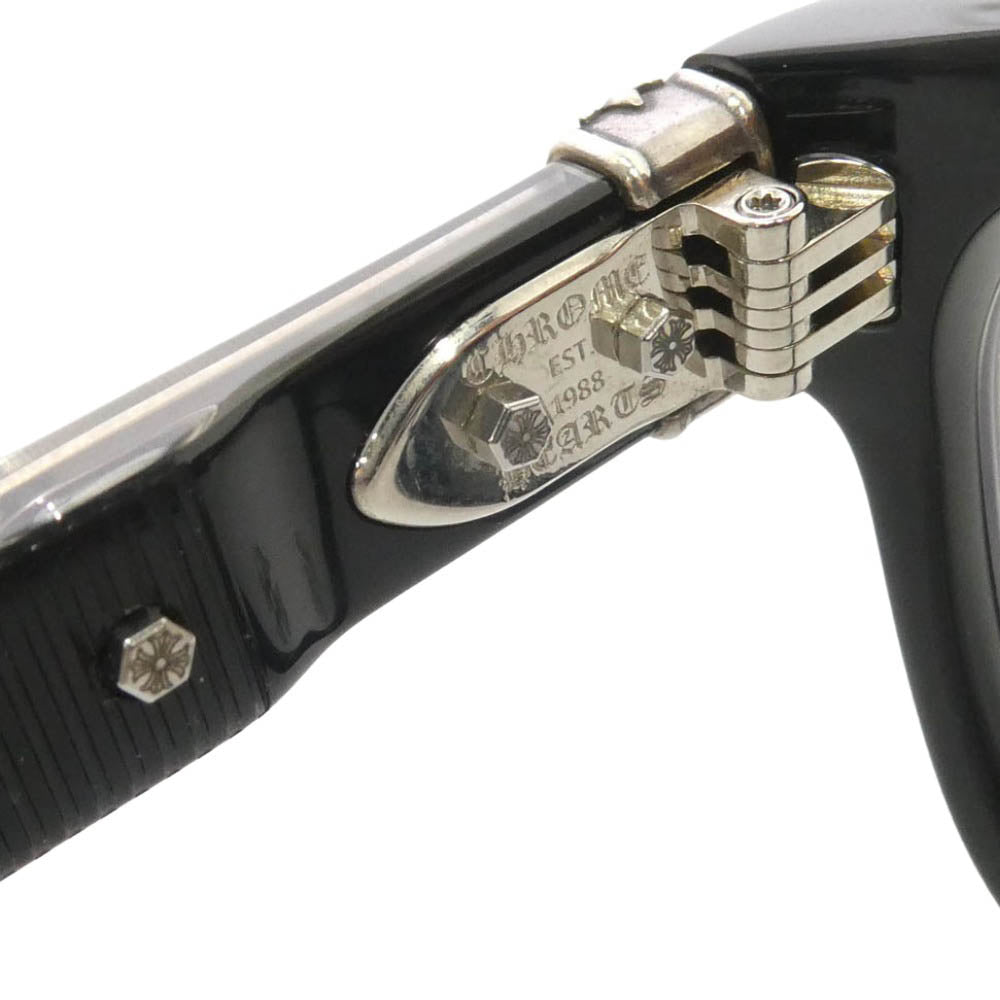 CHROME HEARTS クロムハーツ（原本無） PEN 15 CHクロステンプル ウェリントン 眼鏡 メガネ アイウェア ブラック系 53□20-149【美品】【中古】