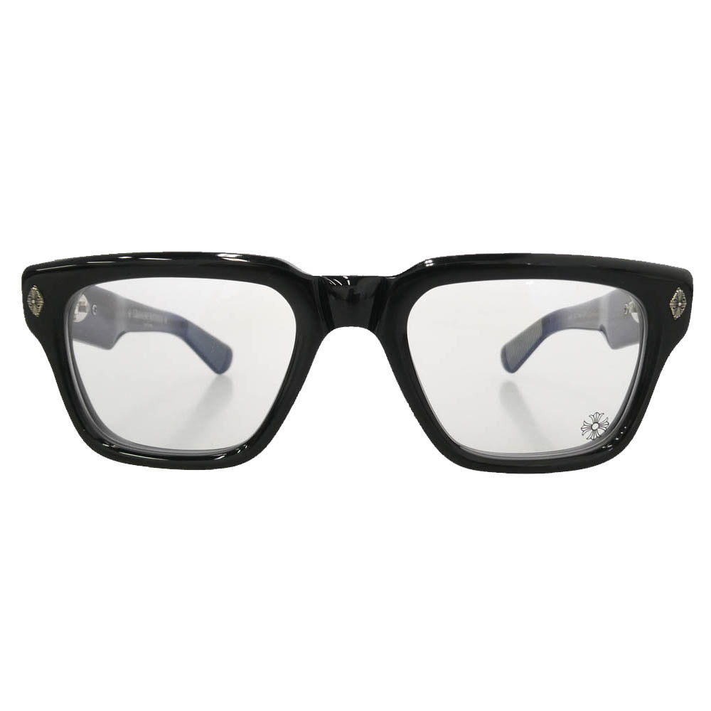CHROME HEARTS クロムハーツ（原本無） GNARLIN フレアニーテンプル ウェリントン 眼鏡 メガネ アイウェア ブラック系 53□23-145【美品】【中古】
