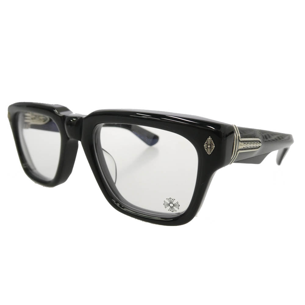 CHROME HEARTS クロムハーツ（原本無） GNARLIN フレアニーテンプル ウェリントン 眼鏡 メガネ アイウェア ブラック系 53□23-145【美品】【中古】