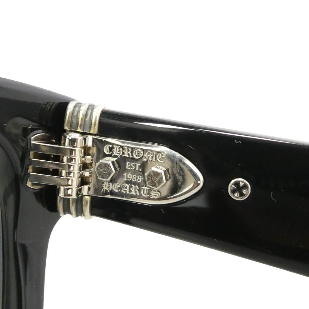 CHROME HEARTS クロムハーツ（原本無） GNARLIN フレアニーテンプル ウェリントン 眼鏡 メガネ アイウェア ブラック系 53□23-145【美品】【中古】