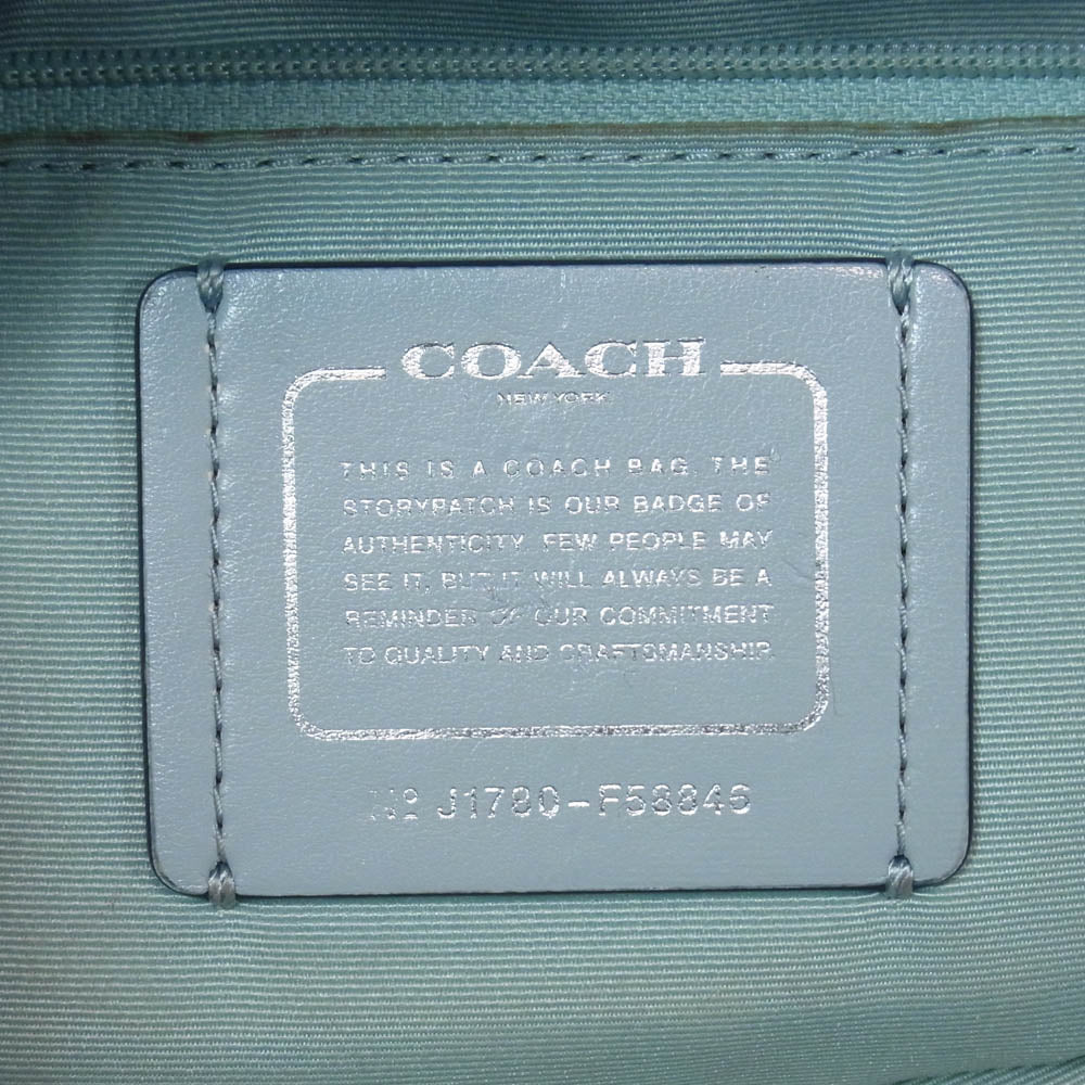 COACH コーチ F58846 レザー トートバッグ ライトブルー系【中古】