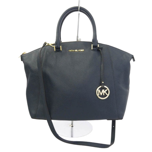 Michael Kors マイケルコース MK金具 2WAY レザー ハンドバッグ ショルダーバッグ ベトナム製 ダークネイビー系【中古】