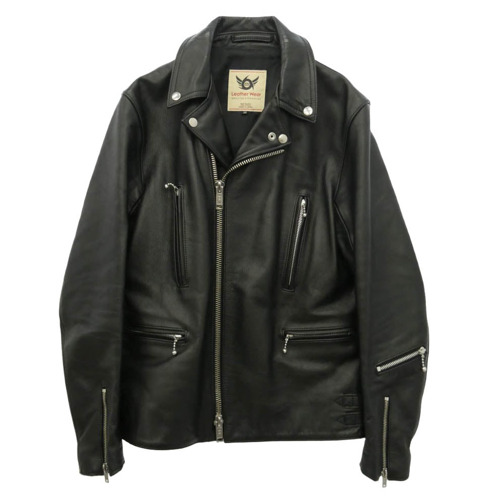 トリプルシックス Double Riders Jacket 牛革 ステアハイド ダブル ライダース レザー ジャケット ブラック系 36【中古】