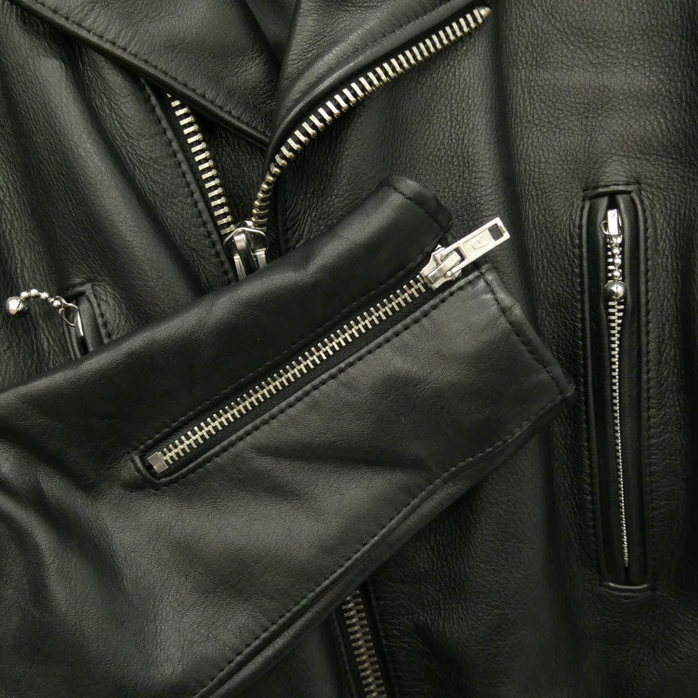 トリプルシックス Double Riders Jacket 牛革 ステアハイド ダブル ライダース レザー ジャケット ブラック系 36【中古】