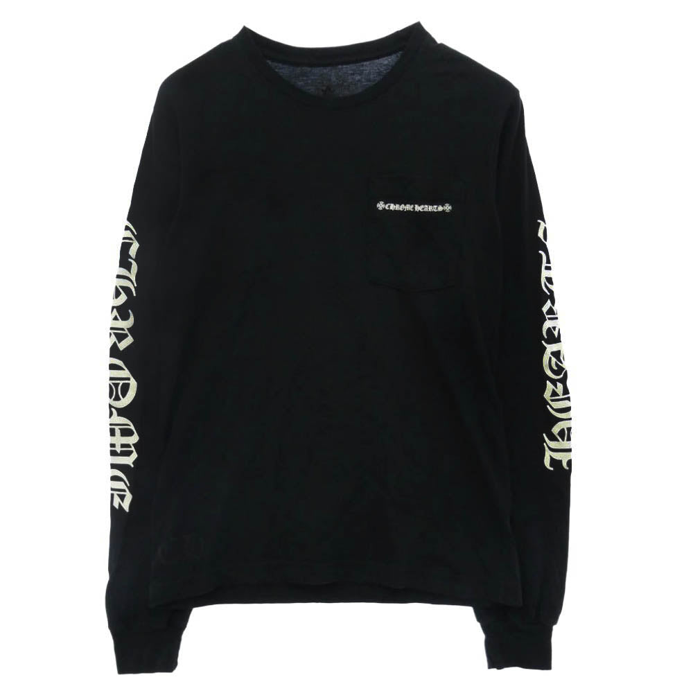 CHROME HEARTS クロムハーツ（原本無） Cemetery Cross Tire Track L/S Tee バックセメタリークロス タイヤトラックプリント長袖Tシャツ ブラック系 S【中古】