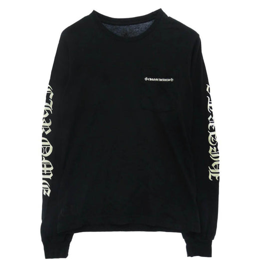 CHROME HEARTS クロムハーツ（原本無） Cemetery Cross Tire Track L/S Tee バックセメタリークロス タイヤトラックプリント長袖Tシャツ ブラック系 S【中古】