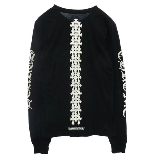 CHROME HEARTS クロムハーツ（原本無） Cemetery Cross Tire Track L/S Tee バックセメタリークロス タイヤトラックプリント長袖Tシャツ ブラック系 S【中古】