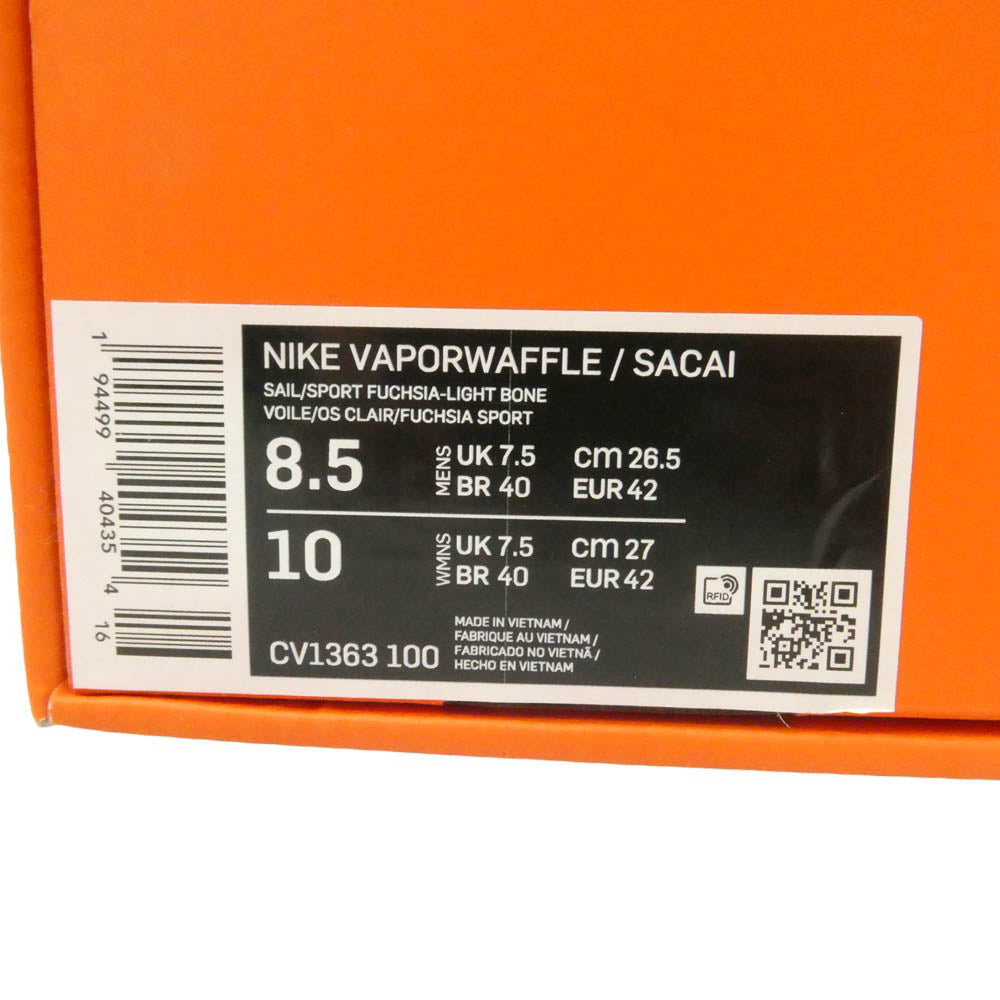 Sacai サカイ NIKE ナイキ CV1363-100 × NIKE ナイキ 【フェイクバスターズ鑑定済】Vapor Waffle Royal Fuchsia ヴェイパーワッフル ロイヤルフューシャ メッシュ ローカット スニーカー マルチカラー系 26.5cm【中古】