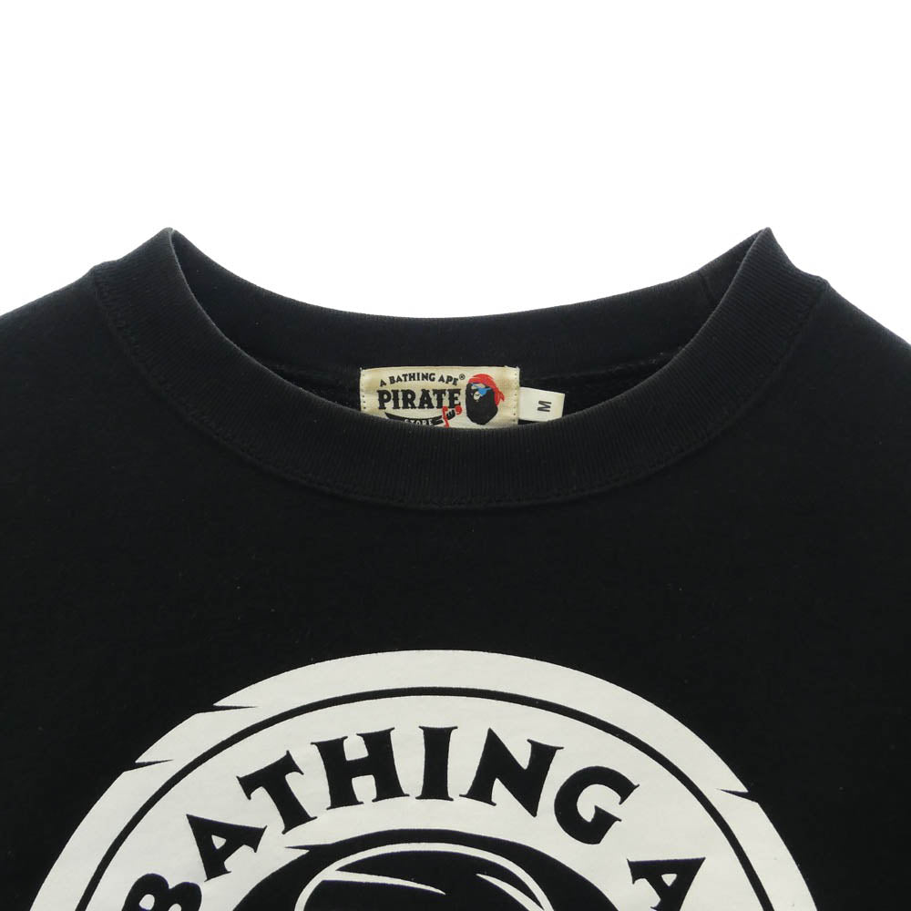 A BATHING APE アベイシングエイプ 004GDI221001H PIRATE パイレーツ フロント ロゴ プリント 長袖 スウェット トレーナー ブラック系 M【中古】