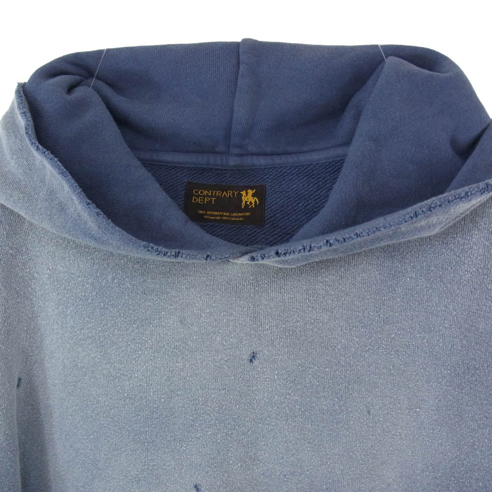VISVIM ビズビム 22AW 0522905010003 CONTRARY DEPT JUMBO SB HOODIE P.O クラッシュ加工 ジャンボ フーディー スウェット パーカー ブルー系 4【中古】