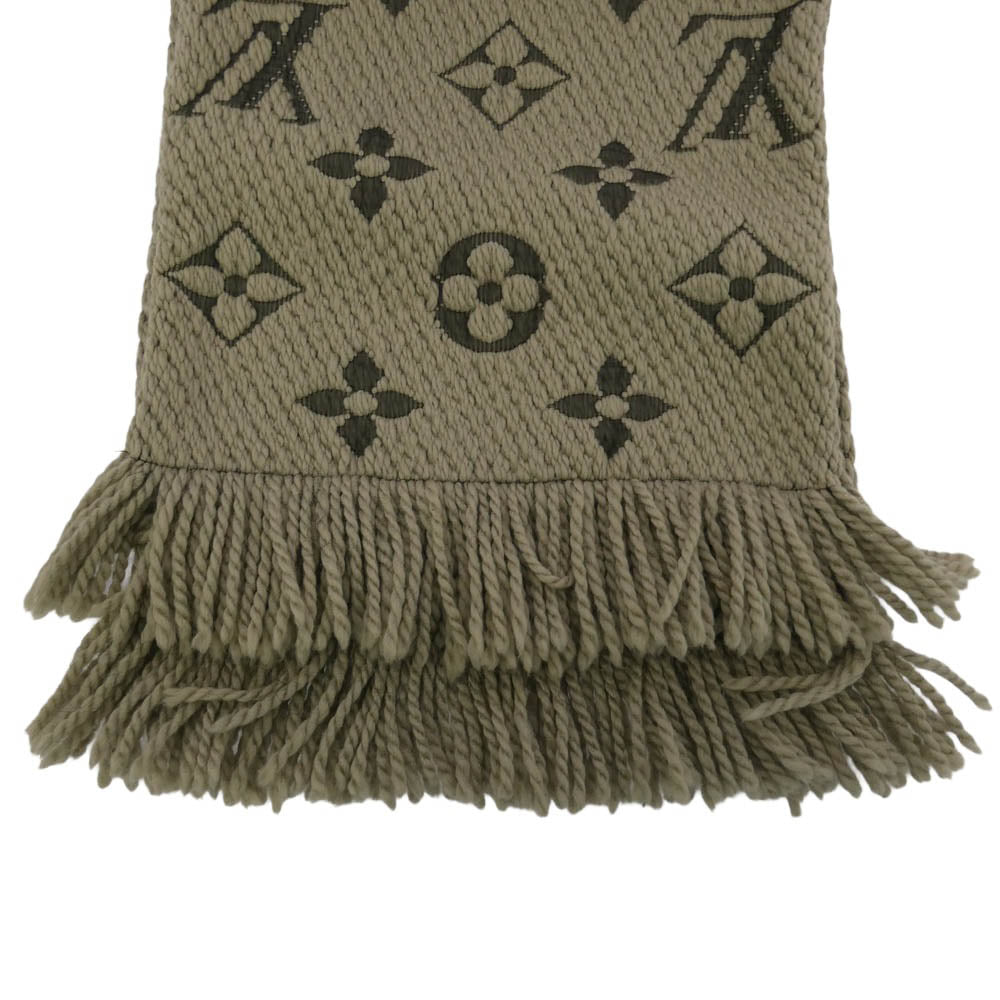 LOUIS VUITTON ルイ・ヴィトン M72242 エシャルプ ロゴマニア フリンジ シルク混 ウール マフラー グレー系【中古】