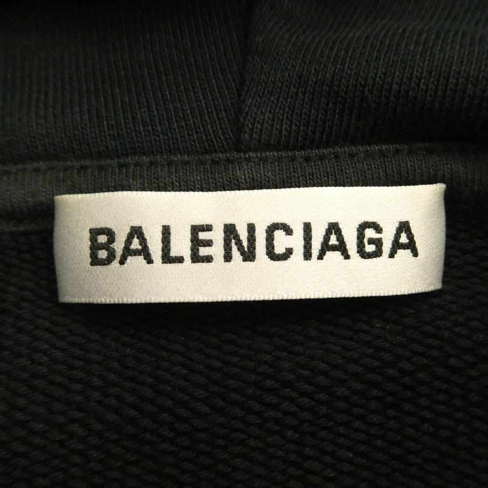 BALENCIAGA バレンシアガ 19AW 570798 TEV50 レインボー ロゴ刺繍 フーディー プルオーバー パーカー ブラック系 S【中古】