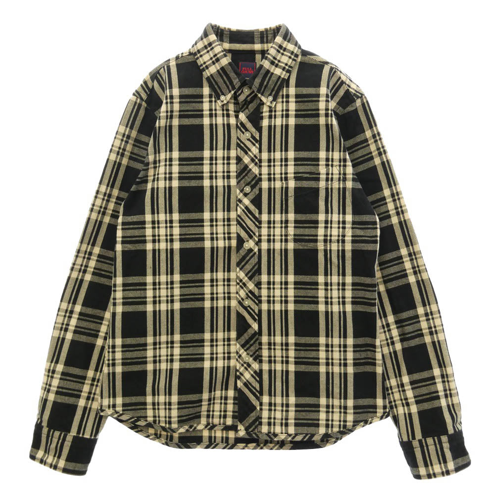 FULLCOUNT フルカウント 4743 チェック コットン ボタンダウン 長袖 シャツ ネルシャツ ブラック系 アイボリー系 38【中古】