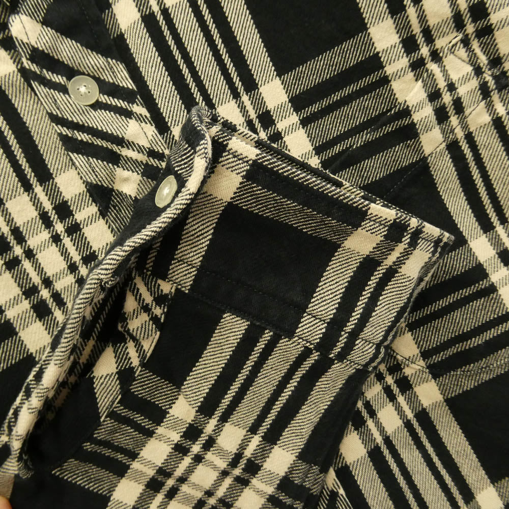FULLCOUNT フルカウント 4743 チェック コットン ボタンダウン 長袖 シャツ ネルシャツ ブラック系 アイボリー系 38【中古】