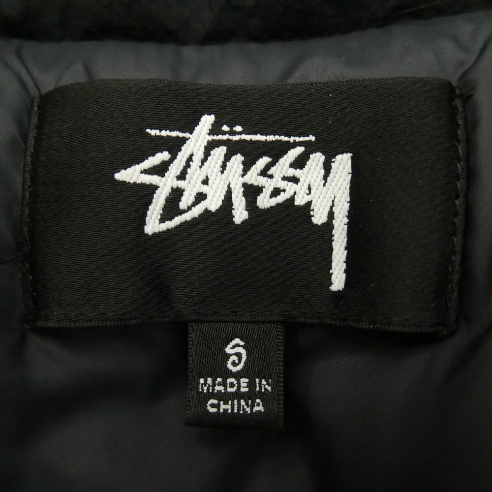 STUSSY ステューシー Down Puffer Nylon ダウン パッファ 袖ストックロゴ 刺繍 ナイロン ダウン ジャケット ブラック系 S【中古】