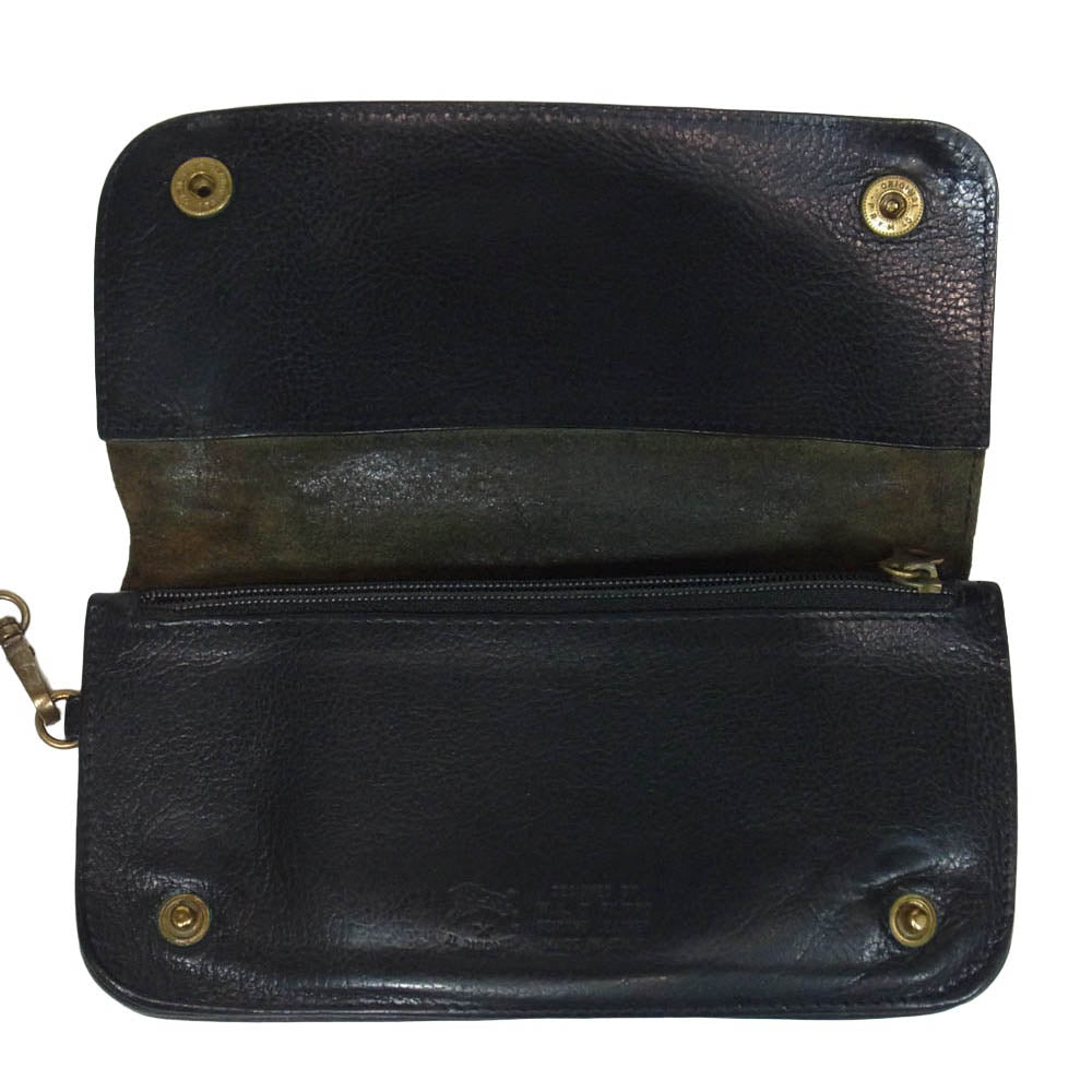 IL BISONTE イルビゾンテ 412232 ウォレットチェーン付き トラッカー ロングウォレット 長財布 ブラック系【中古】