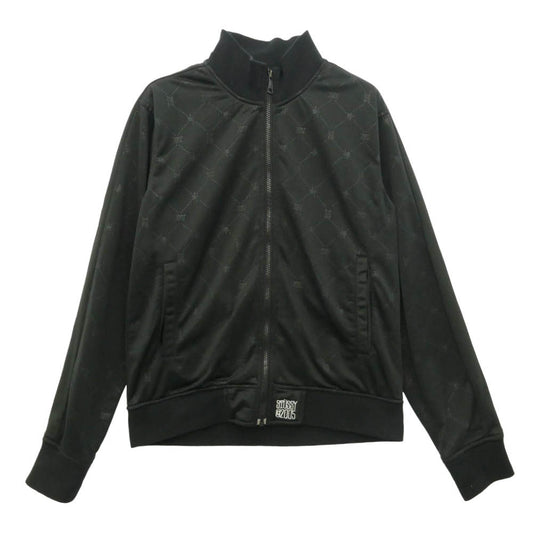 STUSSY ステューシー 00s 25th Anniversary 25周年 ストックロゴ 総柄 トラック ジャケット 中国製 ブラック系 S【中古】