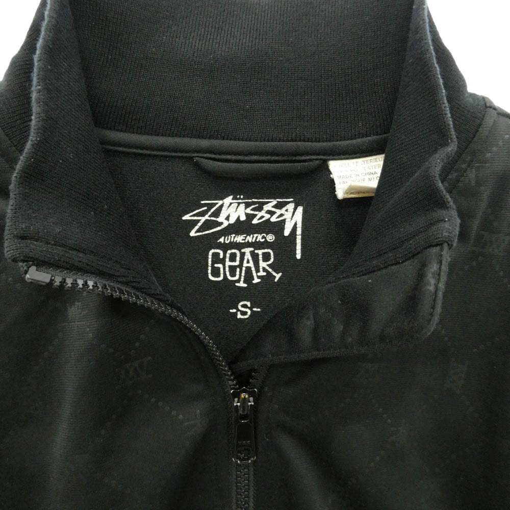 STUSSY ステューシー 00s 25th Anniversary 25周年 ストックロゴ 総柄 トラック ジャケット 中国製 ブラック系 S【中古】