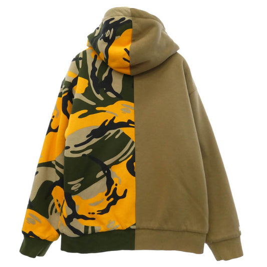 A BATHING APE アベイシングエイプ AAPSWM3957XXJ AAPE エーエイプ ボア フリース スウェット リバーシブル パーカー ブルゾン 猿迷彩 サルカモ カモフラージュ 柄 ジャケット ベージュ系 M【中古】