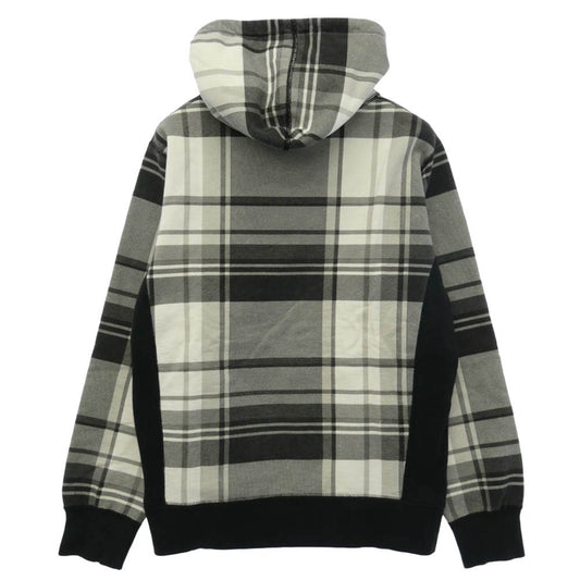 Supreme シュプリーム 14AW Arch Logo Plaid Pullover Hoodie アーチ ロゴ チェック プルオーバー スウェット パーカー ブラック系 ホワイト系 M【中古】
