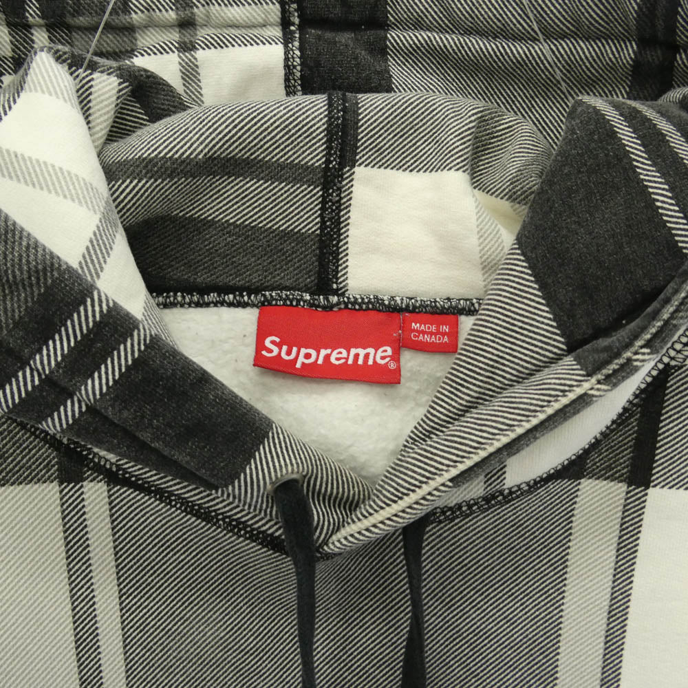 Supreme シュプリーム 14AW Arch Logo Plaid Pullover Hoodie アーチ ロゴ チェック プルオーバー スウェット パーカー ブラック系 ホワイト系 M【中古】