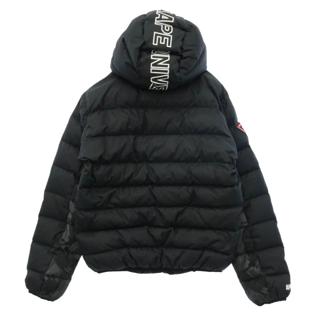 A BATHING APE アベイシングエイプ AAPDNM7114XX7 AAPE エーエイプ ロゴ 裏地猿迷彩 着脱可能 ワッペン ダウン フーディ ジャケット ブラック系 M【中古】