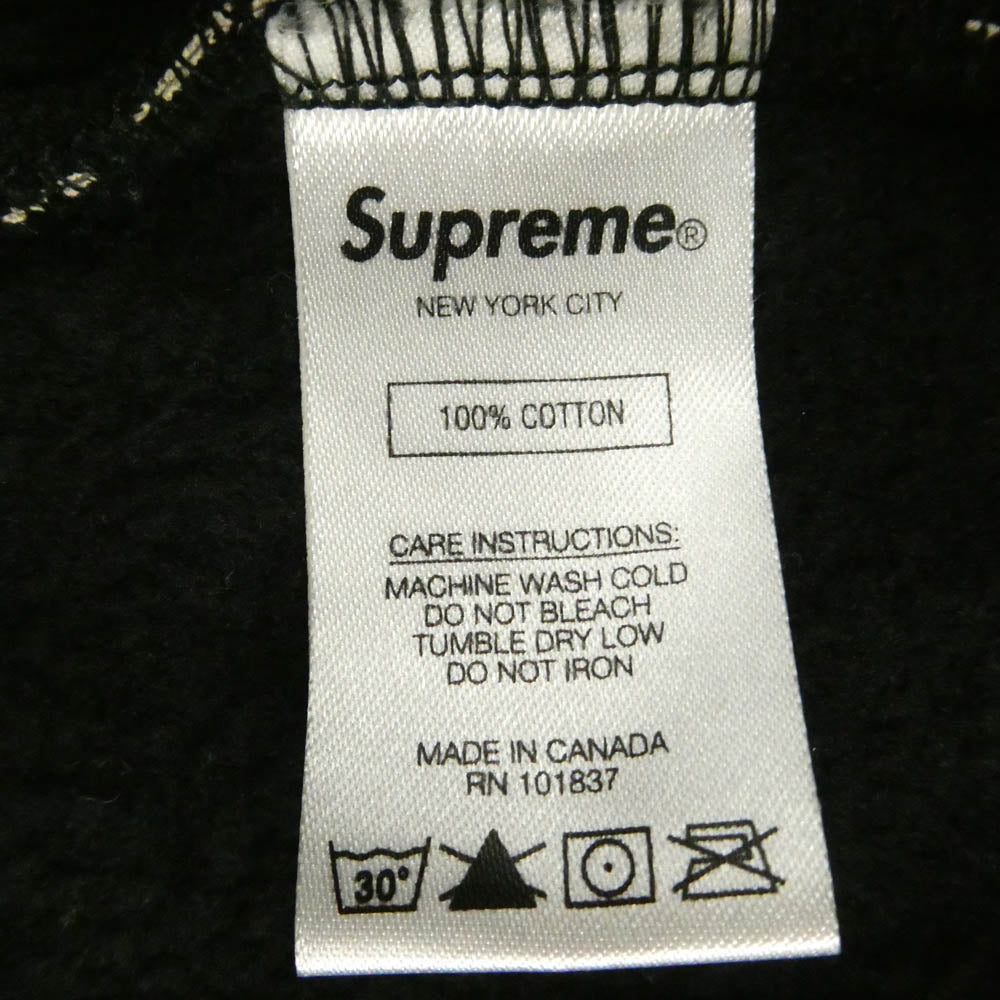 Supreme シュプリーム HYSTERIC GLAMOUR ヒステリックグラマー 17AW Text Hooded Sweatshirt テキスト 総柄 プリント プルオーバー スウェット パーカー ブラック系 ホワイト系 S【中古】