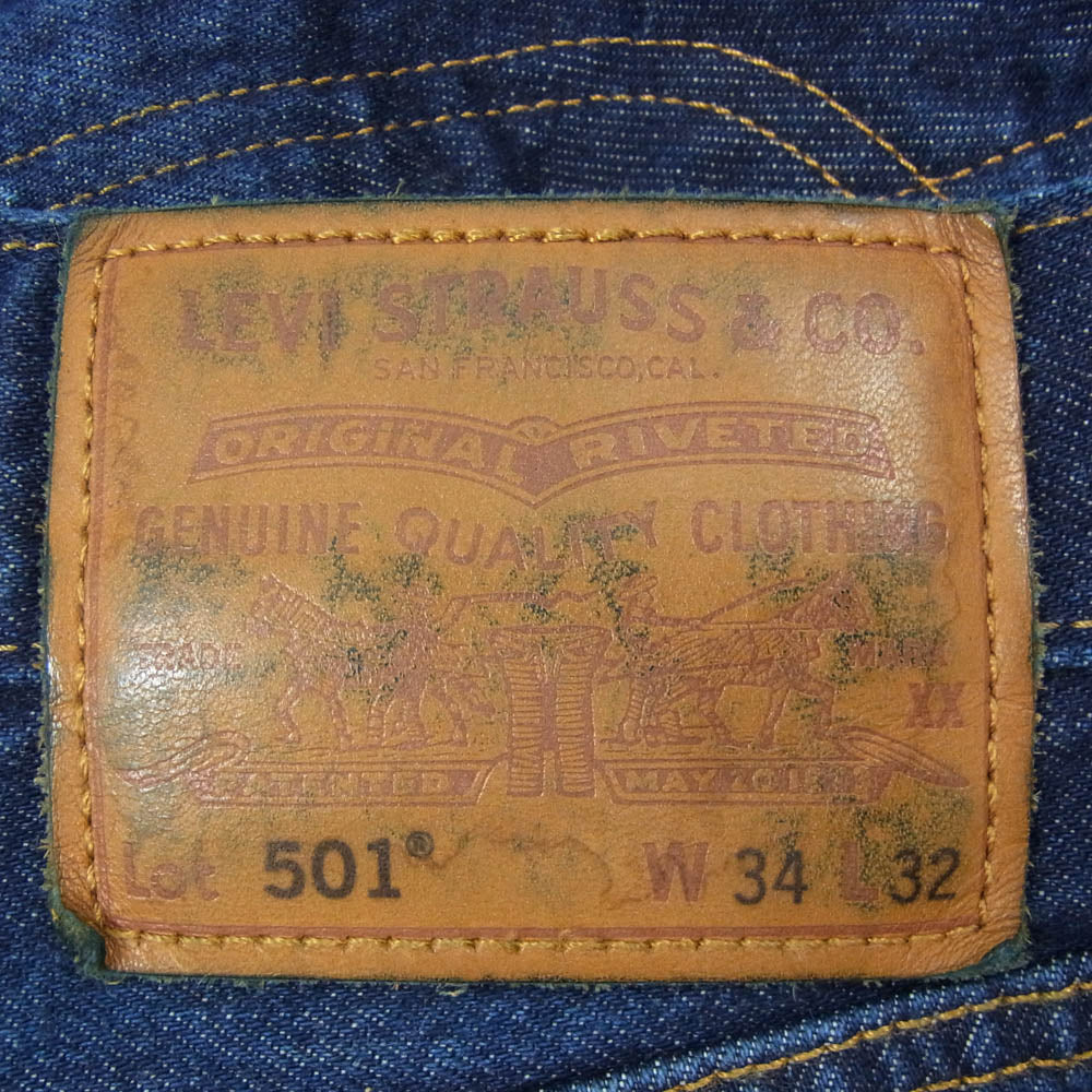 Levi's リーバイス PC9-0040K-0000 Right-on限定 501 セルビッチ ボタンフライ ストレート デニム パンツ インディゴブルー系 34【中古】