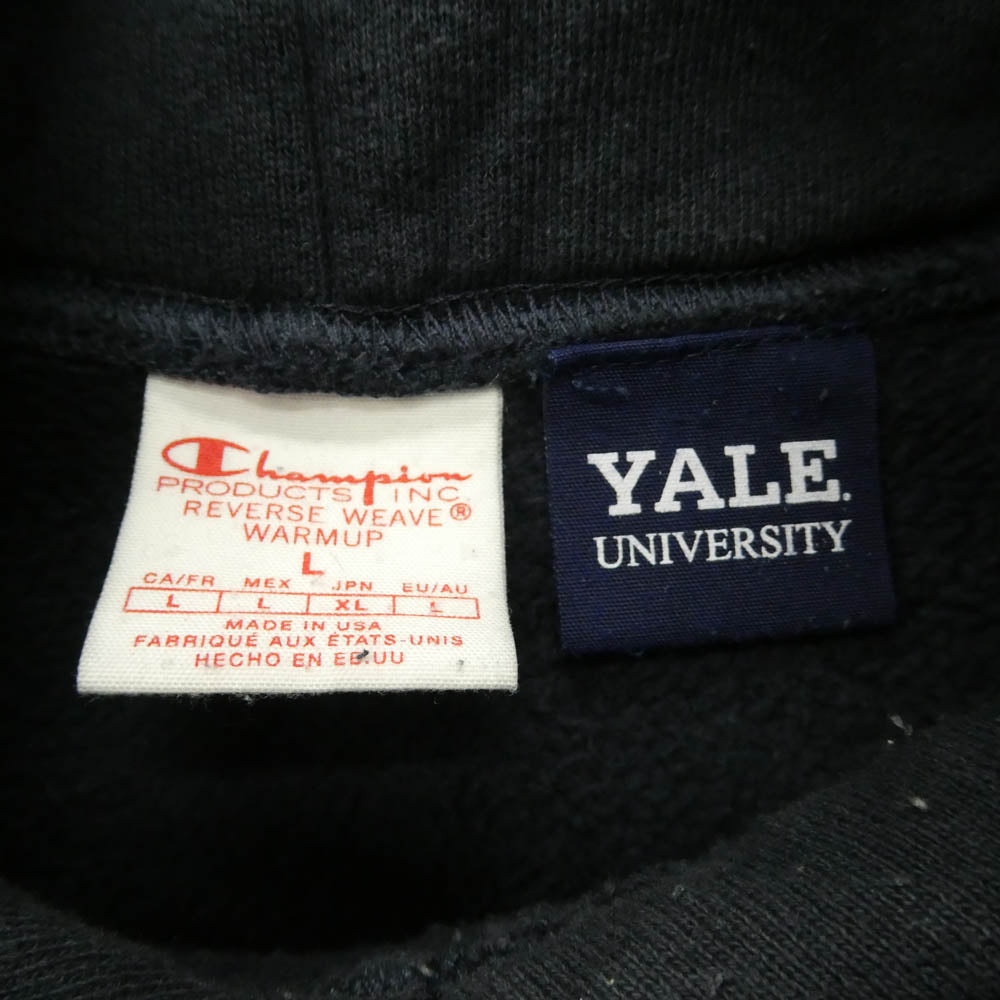 Champion チャンピオン CS-A101 USA製 REVERSE WEAVE YALE カレッジ ロゴ 単色タグ 復刻 フーディー パーカー ダークネイビー系 L【中古】