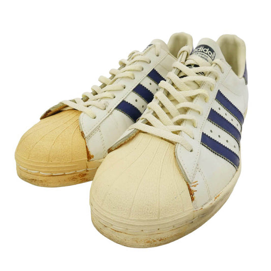 adidas アディダス 80s Superstar Made In France フランス製 スーパースター スニーカー ホワイト系 ネイビー系 44【中古】