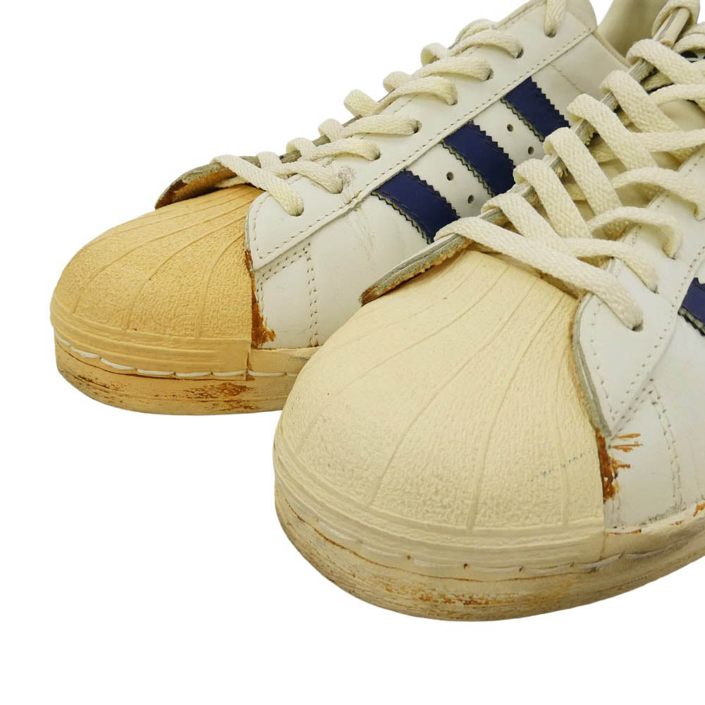 adidas アディダス 80s Superstar Made In France フランス製 スーパースター スニーカー ホワイト系 ネイビー系 44【中古】