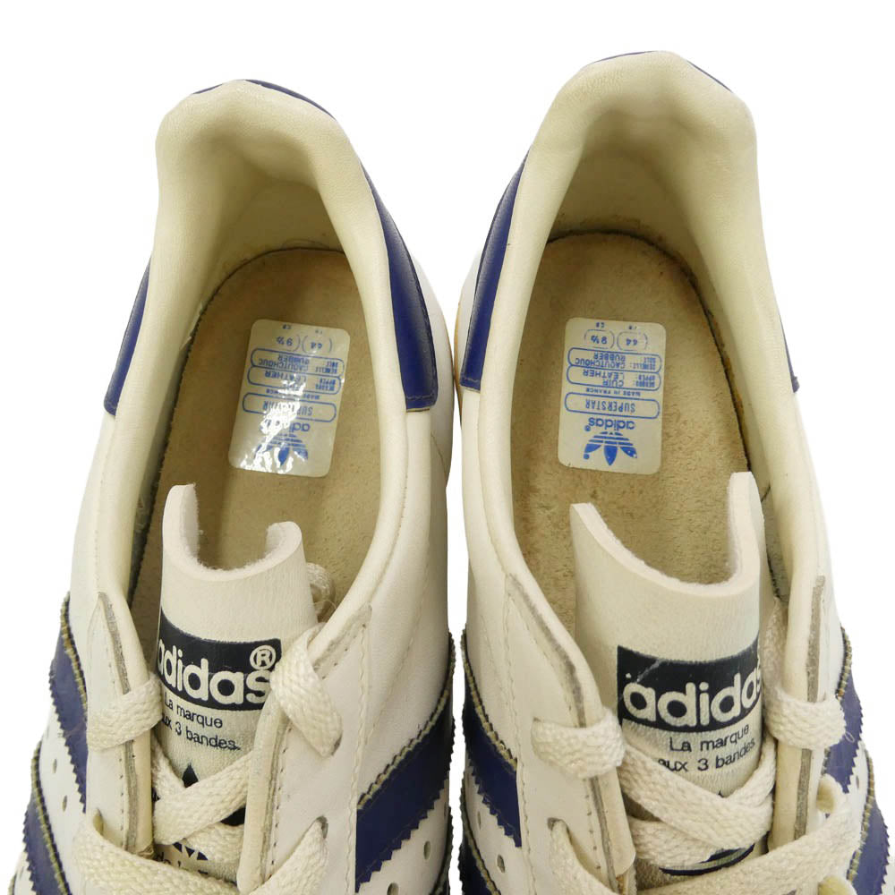 adidas アディダス 80s Superstar Made In France フランス製 スーパースター スニーカー ホワイト系 ネイビー系 44【中古】