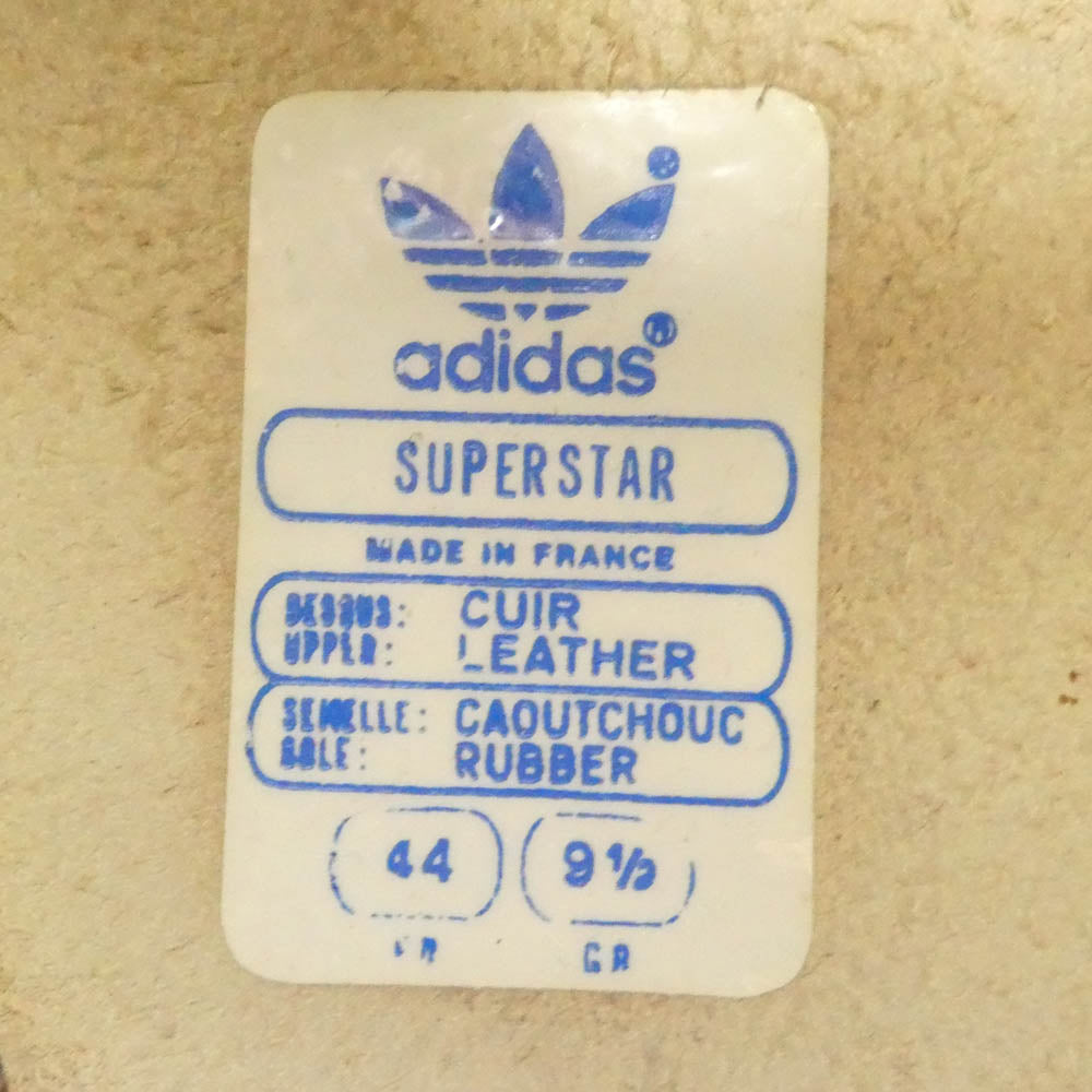 adidas アディダス 80s Superstar Made In France フランス製 スーパースター スニーカー ホワイト系 ネイビー系 44【中古】