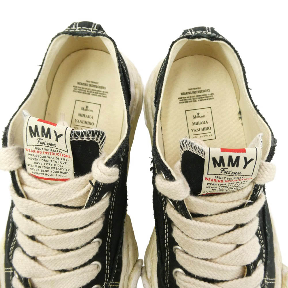 Maison MIHARA YASUHIRO メゾンミハラヤスヒロ A14FW726 PETERSON 23 ピーターソン ガーメントダイ キャンバス スニーカー ブラック系 オフホワイト系 42【中古】