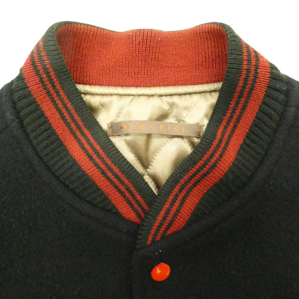 MEN'S BIGI メンズビギ M0184FJM01 パッチ付き 牛革 袖レザー切替 バーシティジャケット スタジャン ブラック系 3【中古】