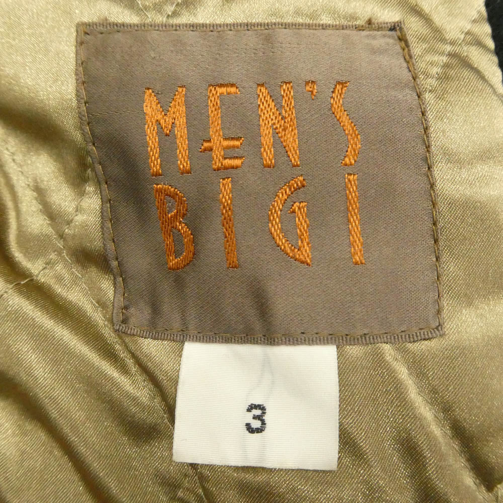 MEN'S BIGI メンズビギ M0184FJM01 パッチ付き 牛革 袖レザー切替 バーシティジャケット スタジャン ブラック系 3【中古】