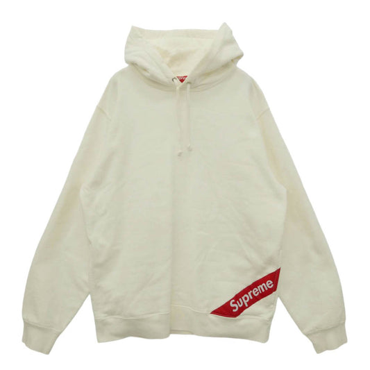 Supreme シュプリーム 18SS Corner Label Hooded Sweatshirt コーナー ロゴ ラベル フーデッド プルオーバー スウェットシャツ パーカー フーディー ホワイト系 L【中古】